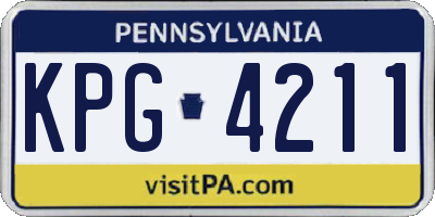 PA license plate KPG4211