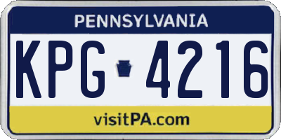 PA license plate KPG4216