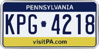 PA license plate KPG4218