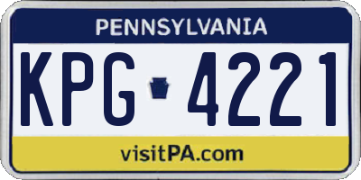 PA license plate KPG4221
