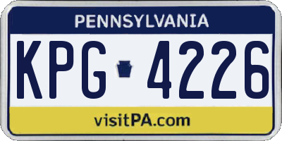 PA license plate KPG4226