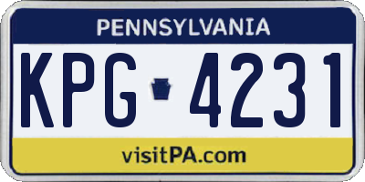 PA license plate KPG4231