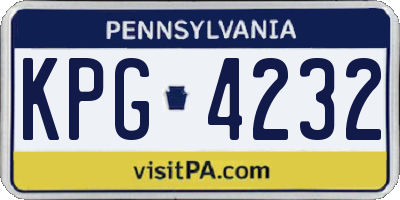 PA license plate KPG4232