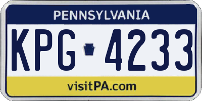 PA license plate KPG4233