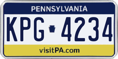 PA license plate KPG4234