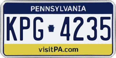 PA license plate KPG4235