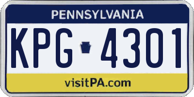 PA license plate KPG4301