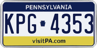 PA license plate KPG4353