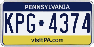 PA license plate KPG4374