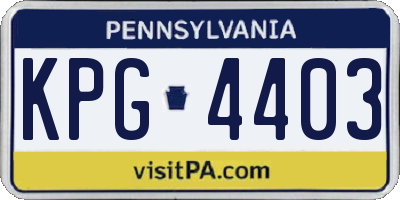 PA license plate KPG4403