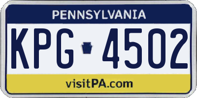 PA license plate KPG4502