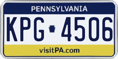 PA license plate KPG4506