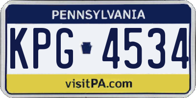 PA license plate KPG4534