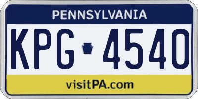 PA license plate KPG4540