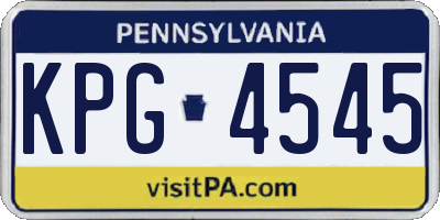 PA license plate KPG4545
