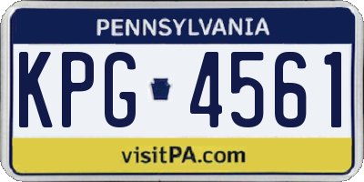 PA license plate KPG4561