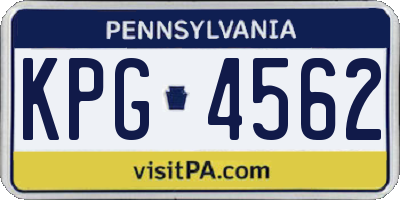 PA license plate KPG4562