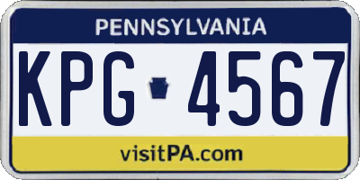 PA license plate KPG4567