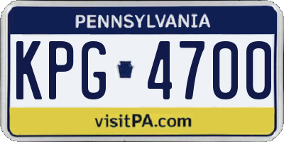 PA license plate KPG4700