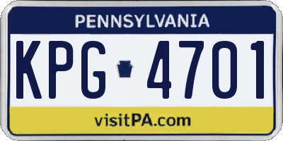 PA license plate KPG4701