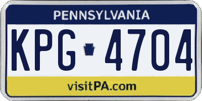 PA license plate KPG4704