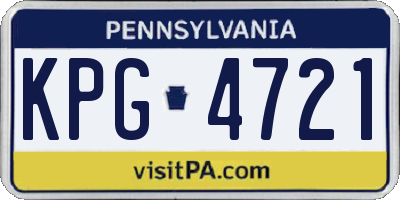 PA license plate KPG4721