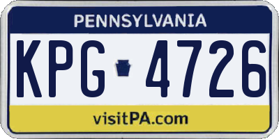 PA license plate KPG4726