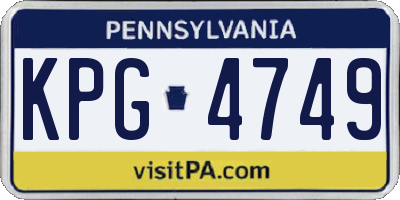 PA license plate KPG4749