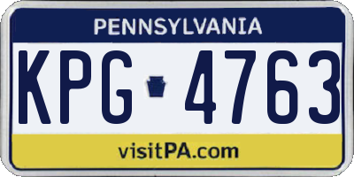 PA license plate KPG4763