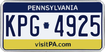 PA license plate KPG4925