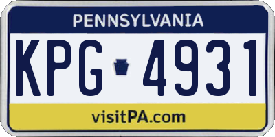 PA license plate KPG4931