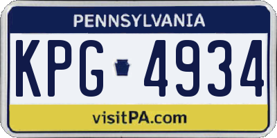 PA license plate KPG4934