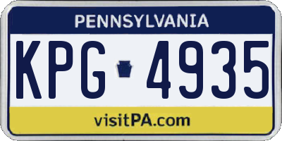 PA license plate KPG4935