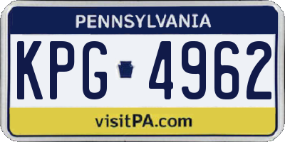 PA license plate KPG4962