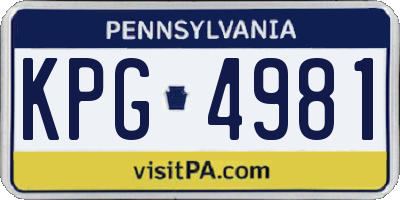 PA license plate KPG4981