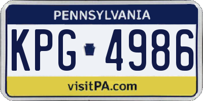 PA license plate KPG4986