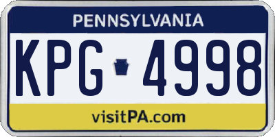 PA license plate KPG4998