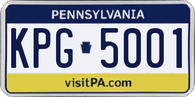 PA license plate KPG5001