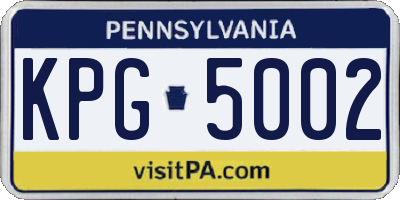 PA license plate KPG5002