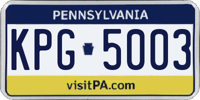 PA license plate KPG5003