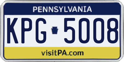 PA license plate KPG5008