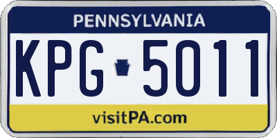 PA license plate KPG5011