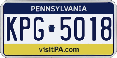 PA license plate KPG5018