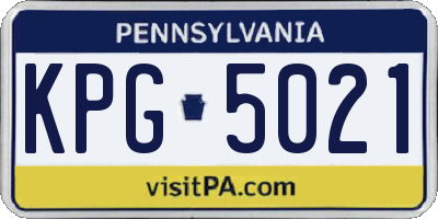PA license plate KPG5021