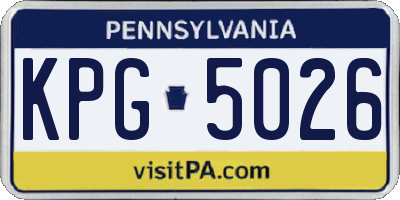 PA license plate KPG5026