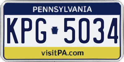 PA license plate KPG5034