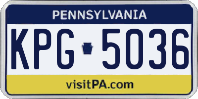 PA license plate KPG5036