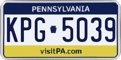 PA license plate KPG5039