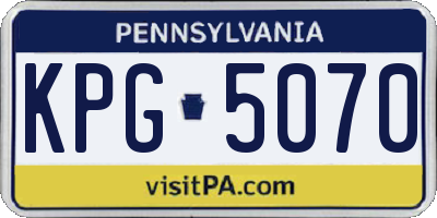 PA license plate KPG5070