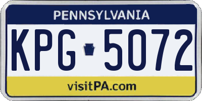 PA license plate KPG5072